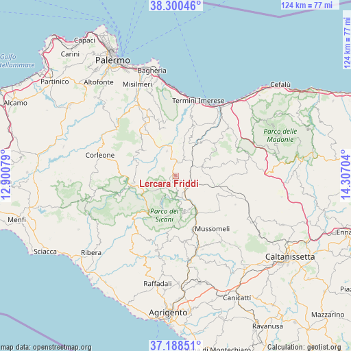 Lercara Friddi on map