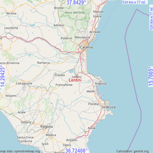 Lentini on map