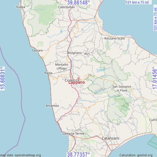 Lappano on map