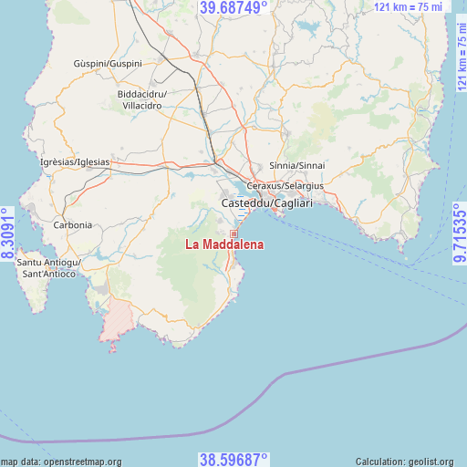 La Maddalena on map
