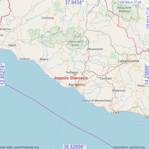 Joppolo Giancaxio on map