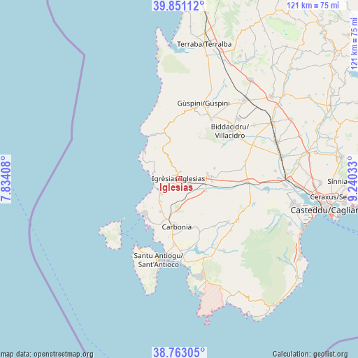 Iglesias on map