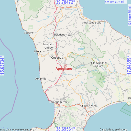 Aprigliano on map