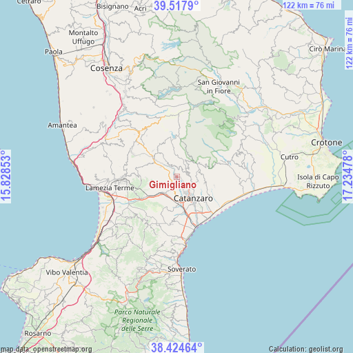 Gimigliano on map