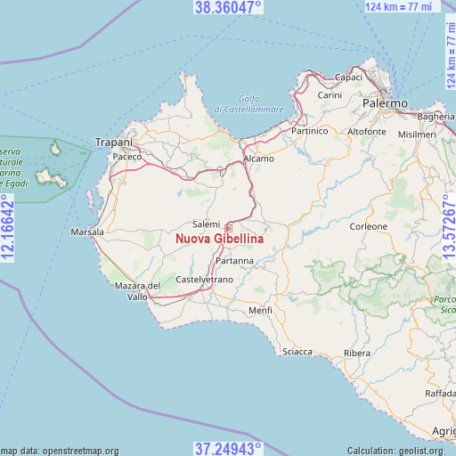 Nuova Gibellina on map