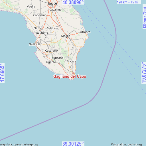 Gagliano del Capo on map