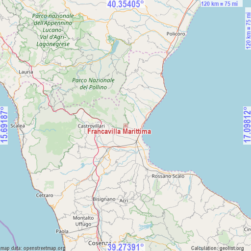 Francavilla Marittima on map
