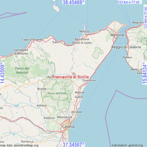 Francavilla di Sicilia on map