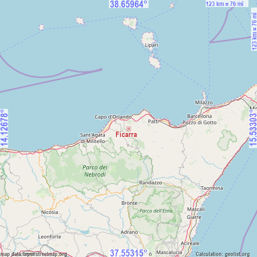 Ficarra on map