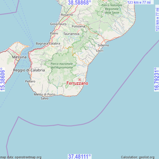 Ferruzzano on map