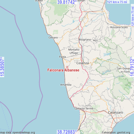 Falconara Albanese on map