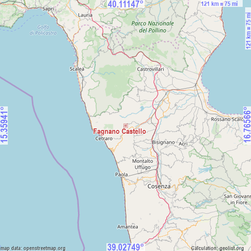 Fagnano Castello on map