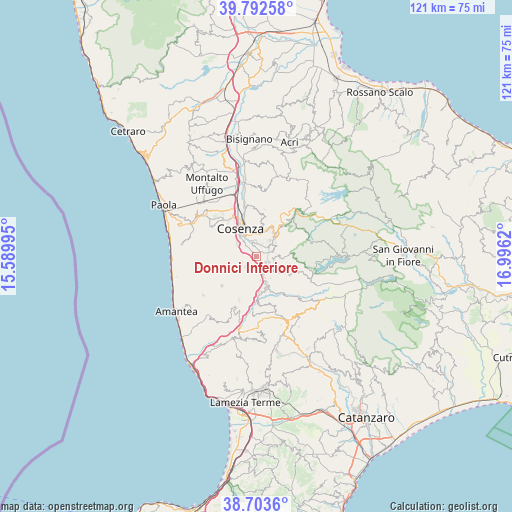 Donnici Inferiore on map