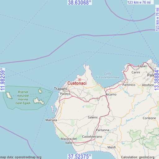 Custonaci on map