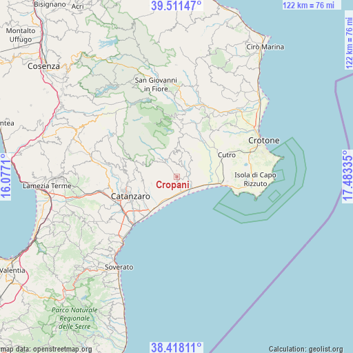 Cropani on map