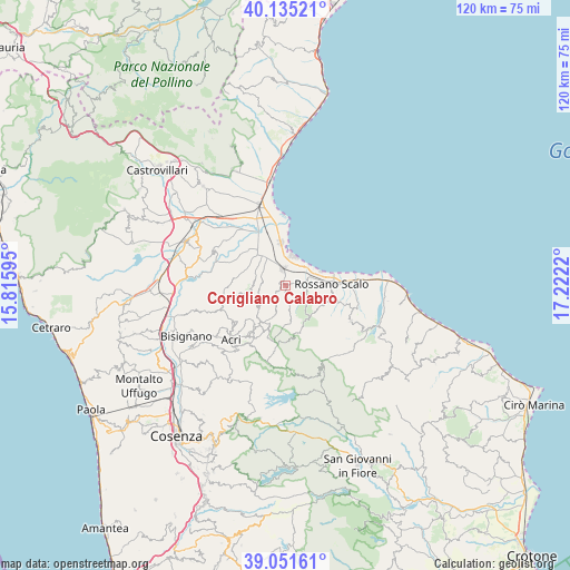 Corigliano Calabro on map