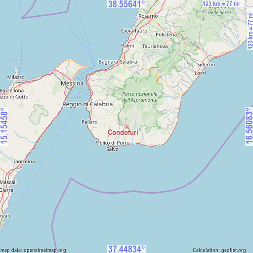 Condofuri on map