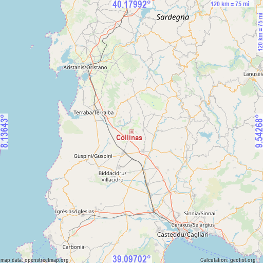 Collinas on map