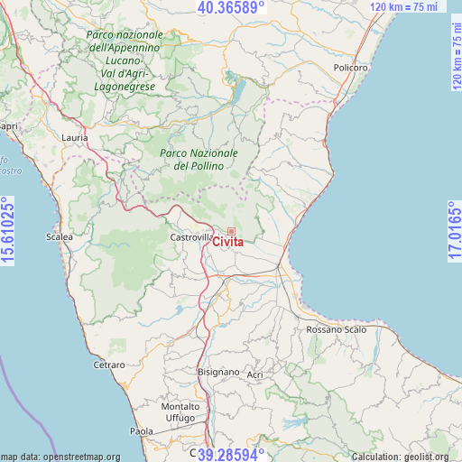 Civita on map