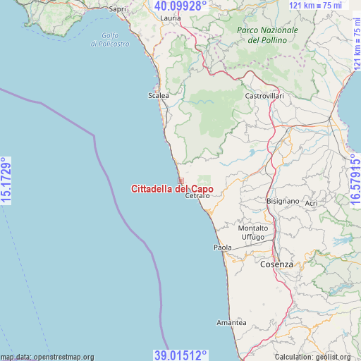 Cittadella del Capo on map