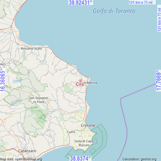 Cirò on map