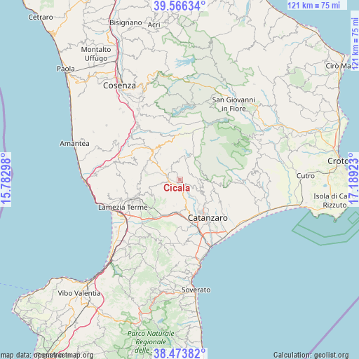 Cicala on map