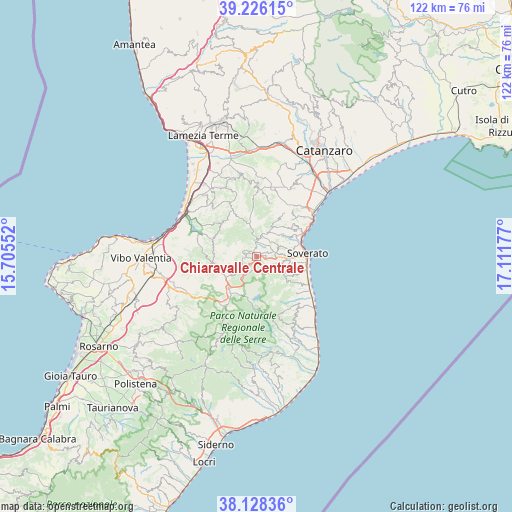 Chiaravalle Centrale on map