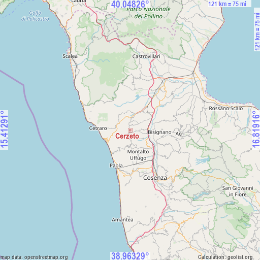 Cerzeto on map