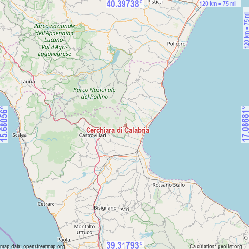 Cerchiara di Calabria on map