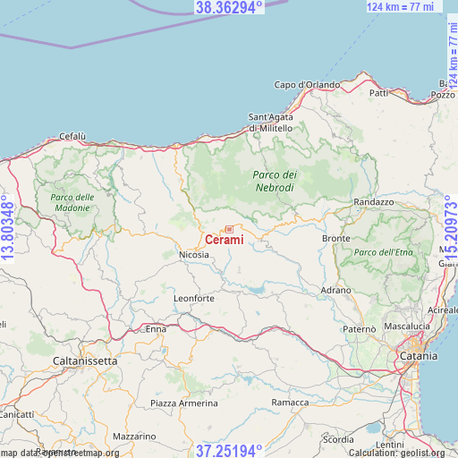 Cerami on map