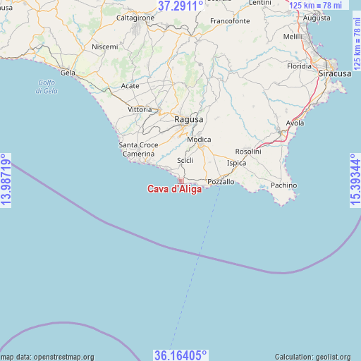 Cava d'Aliga on map