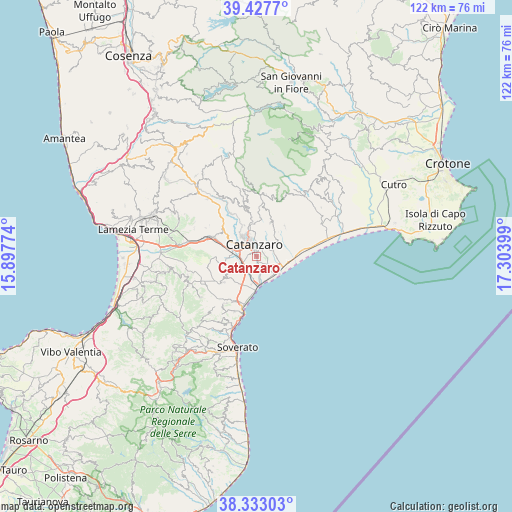 Catanzaro on map