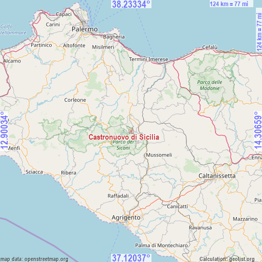 Castronuovo di Sicilia on map