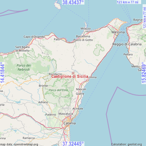 Castiglione di Sicilia on map