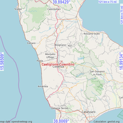 Castiglione Cosentino on map