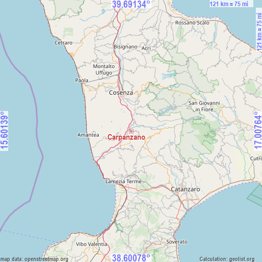 Carpanzano on map