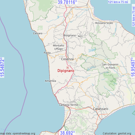 Dipignano on map