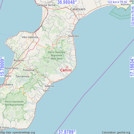 Camini on map