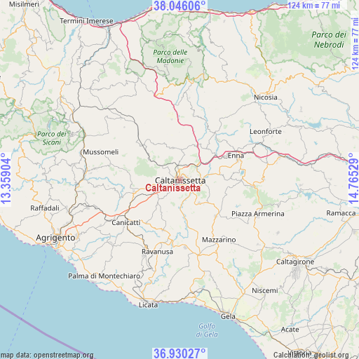 Caltanissetta on map