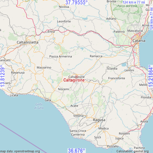 Caltagirone on map
