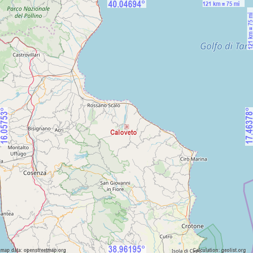 Caloveto on map