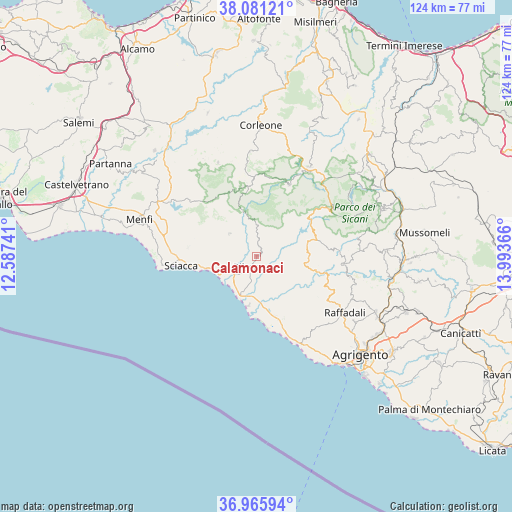 Calamonaci on map