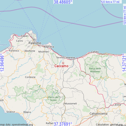 Caccamo on map