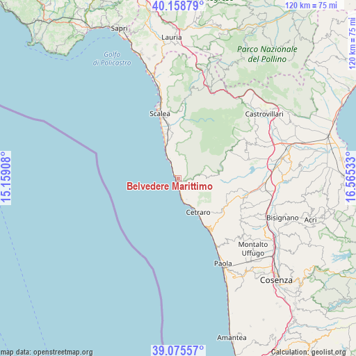 Belvedere Marittimo on map