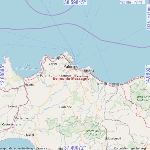 Belmonte Mezzagno on map