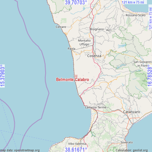 Belmonte Calabro on map