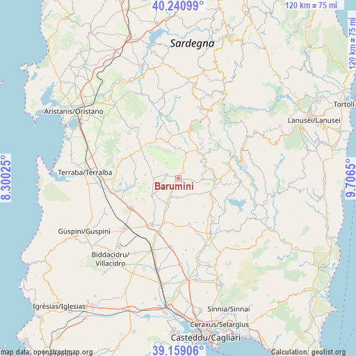 Barumini on map