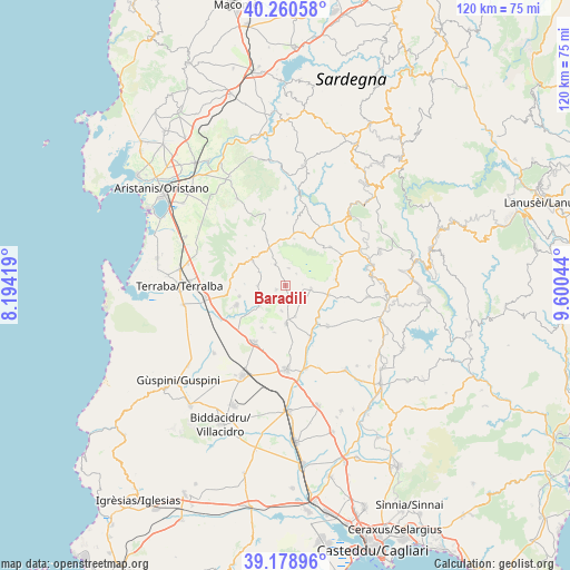 Baradili on map