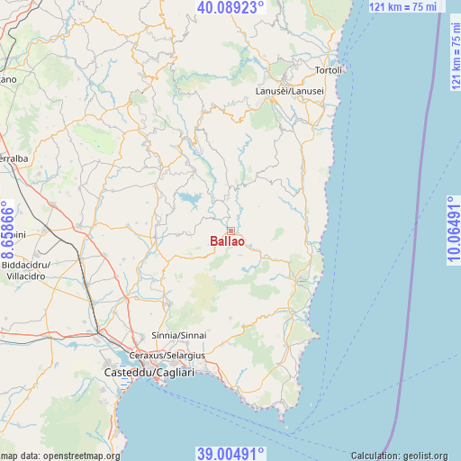 Ballao on map