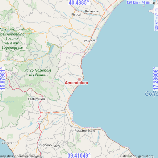 Amendolara on map